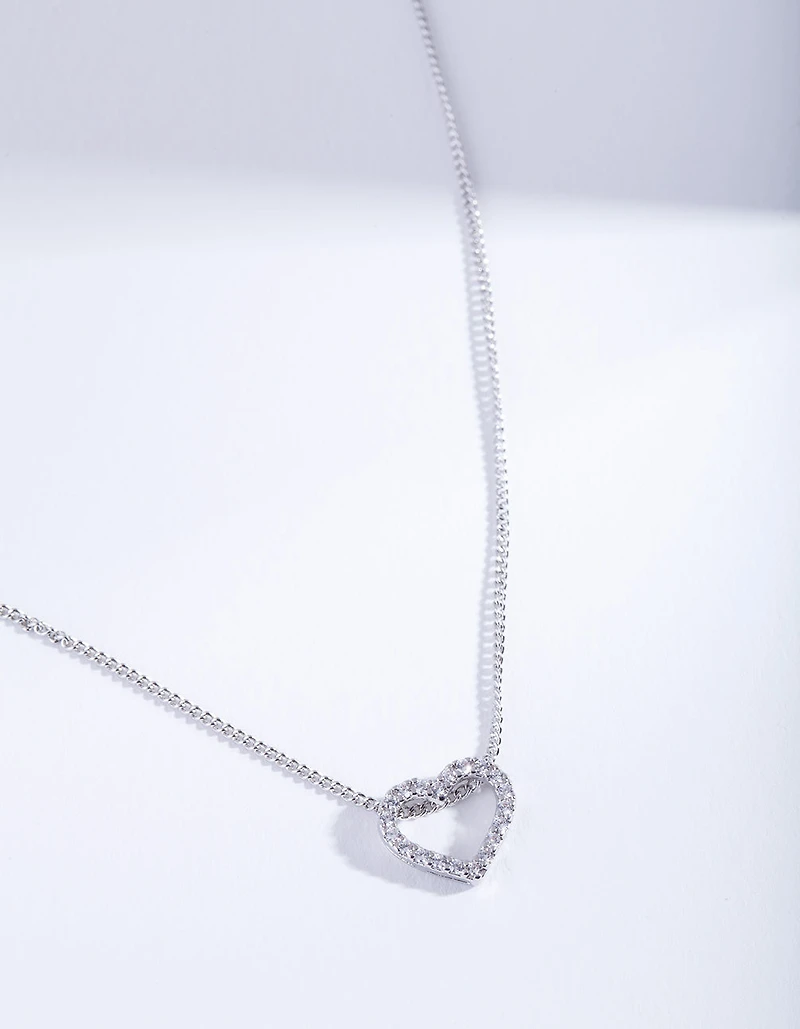 Collier pendentif à cœur ouvert pavé