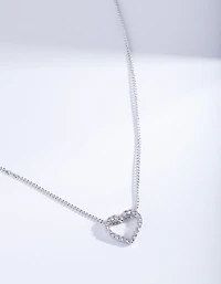 Collier pendentif à cœur ouvert pavé