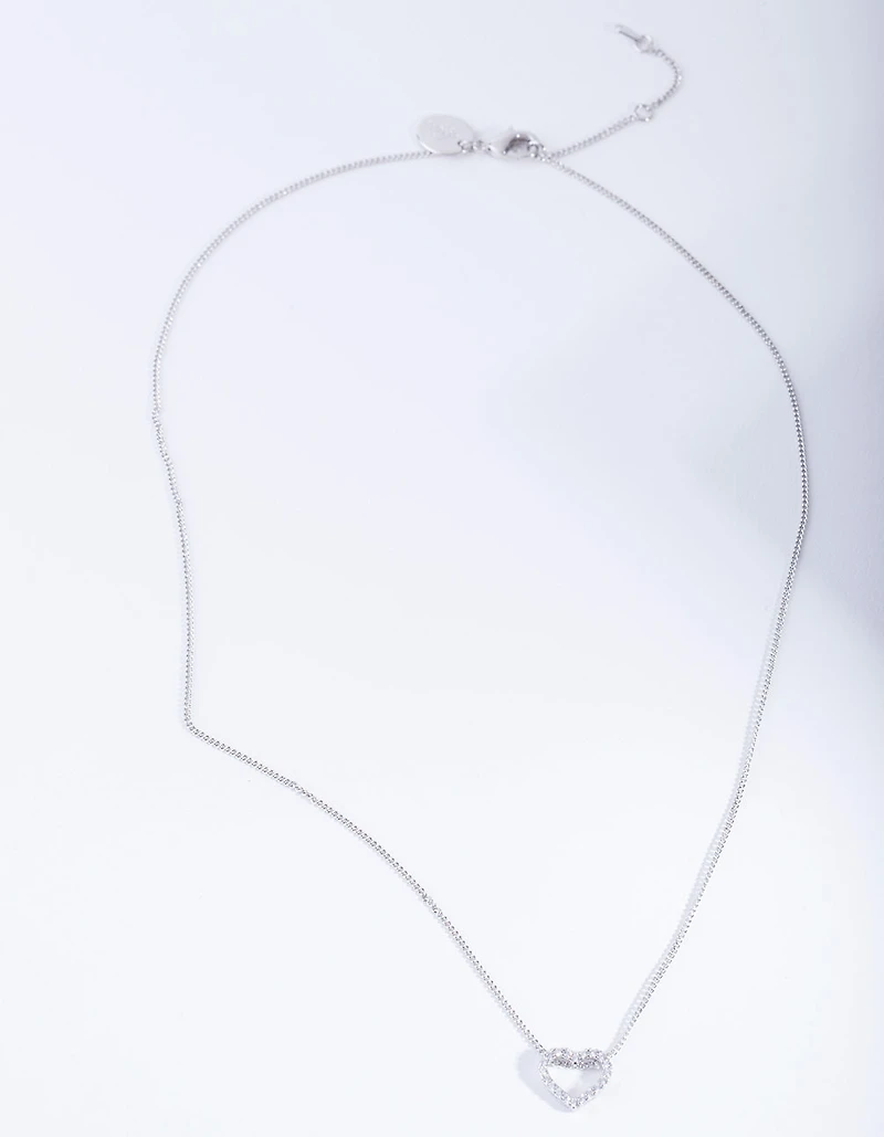 Collier pendentif à cœur ouvert pavé