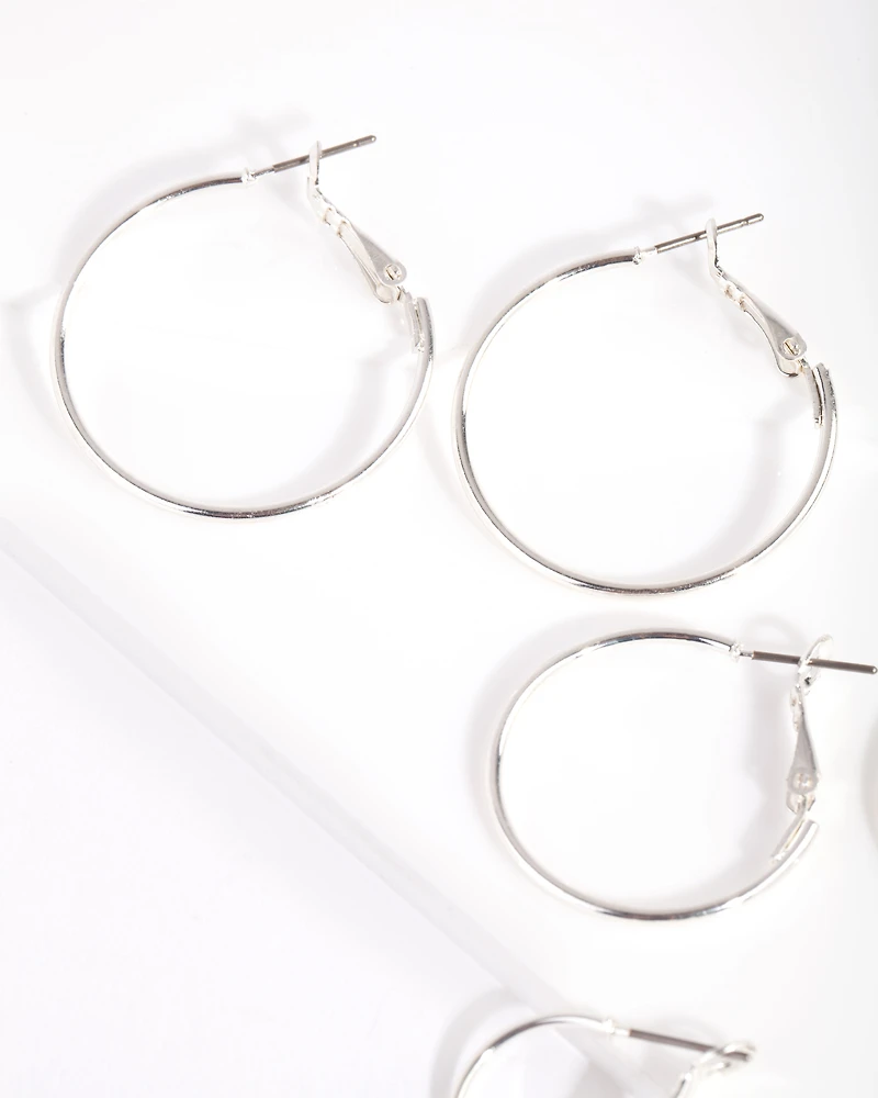 Silver Multi Size Hoop Earring Pack