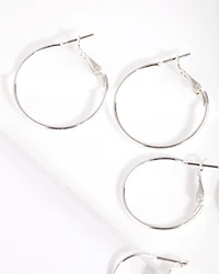 Silver Multi Size Hoop Earring Pack