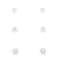 Sterling Silver Diamante Stud, Flower & Bead Pack
