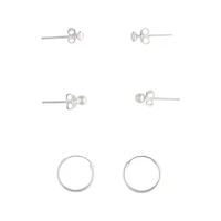 Sterling Silver Stud Diamante & Hoop Pack