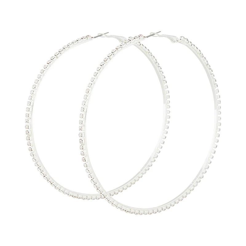 Silver Large Diamante Hoop
