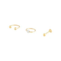 Gold Surgical Steel Hoop Stud Ball Flat Back Pack