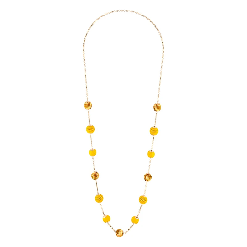 Gold Wrap Bead Station Necklace