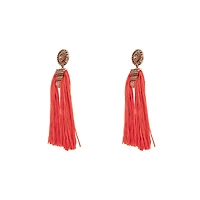 Antique Gold Orange Split Tassel Earrings