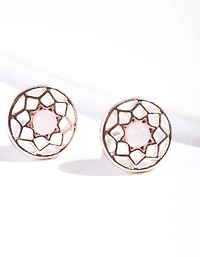 Rose Gold Pink Dream Catcher Stud Earrings