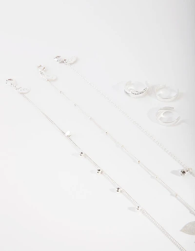 Silver Leaf Anket & Toe Ring Set