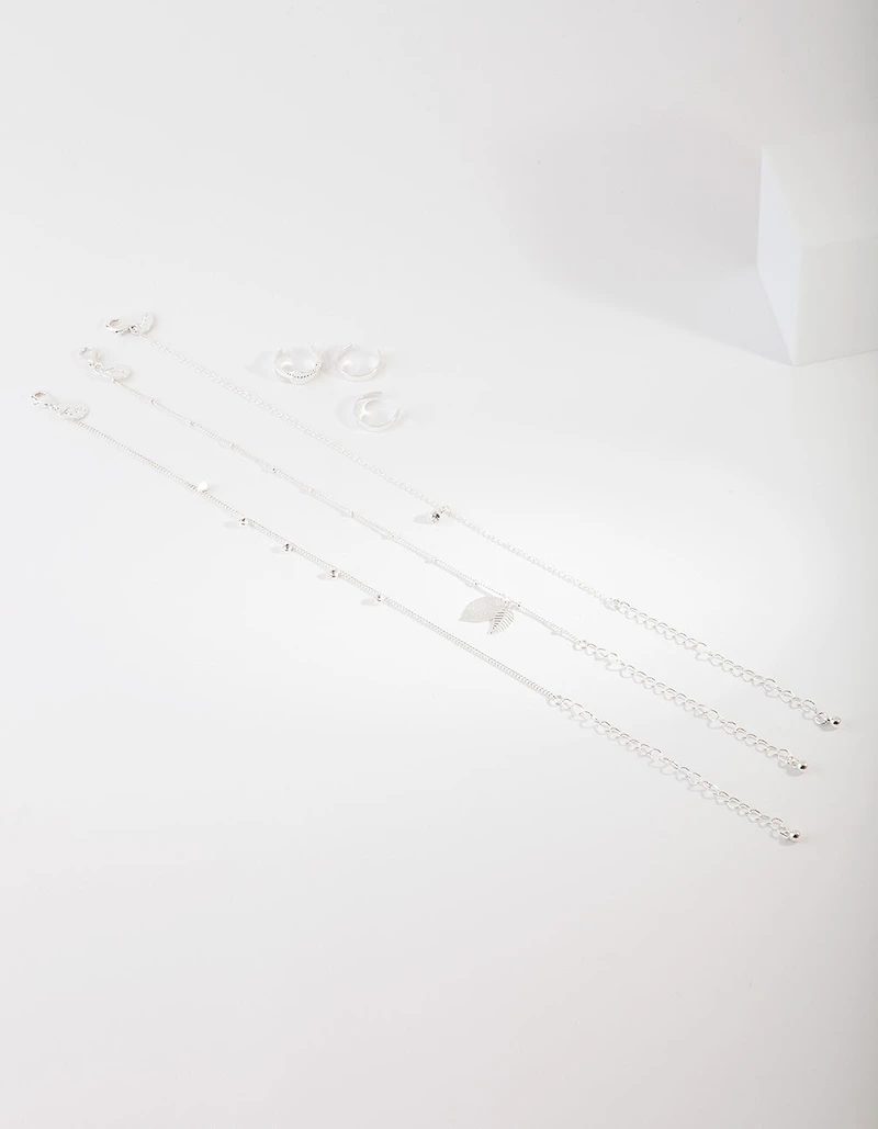 Silver Leaf Anket & Toe Ring Set