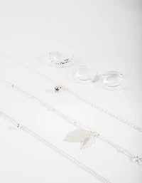 Silver Leaf Anket & Toe Ring Set
