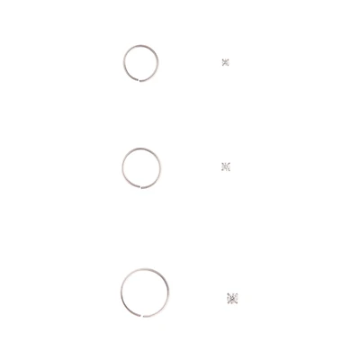 Surgical Steel Cubic Zirconia  Nose Ring 6-Pack