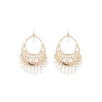 Gold Filigree Teardrop Pearl Chandbali Earrings