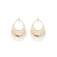 Gold Filigree Teardrop Pearl Chandbali Earrings