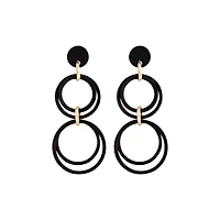Boucles d’oreilles multi-cercles noires en caoutchouc mat
