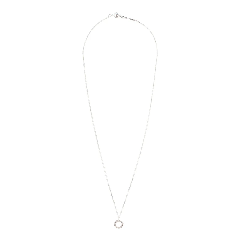 Sterling Silver Circle Diamante Pendant Necklace
