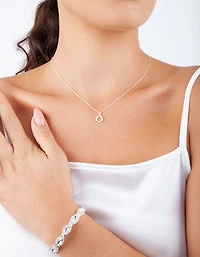 Sterling Silver Circle Diamante Pendant Necklace