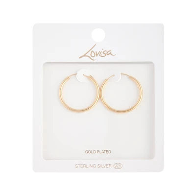 Gold Plated Sterling Silver Hoop Earrings