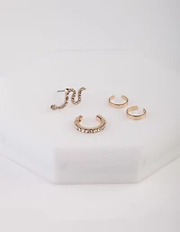 Gold Diamante Snake Cuff Earring 4-Pack
