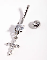 Surgical Steel Cubic Zirconia Belly Bar