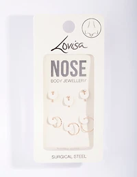 Rose Gold Surgical Steel Nose Jewellery 6-Pack
