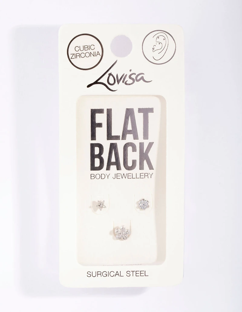 Surgical Steel Cubic Zirconia Cartilage Earring Pack