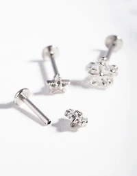 Surgical Steel Cubic Zirconia Cartilage Earring Pack