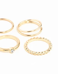 Gold Diamond Cut Twist Ring 8-Pack