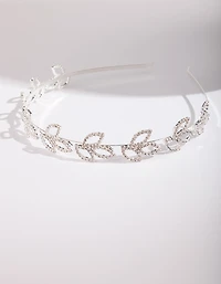 Silver Classic Diamante Leaf Headband
