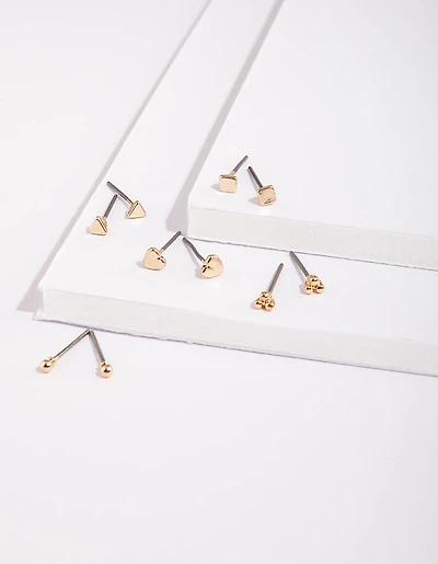 Gold Micro Stud Earring 5-Pack
