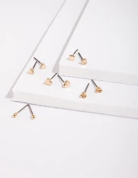 Gold Micro Stud Earring 5-Pack