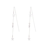 SIlver Mini Star Thread Through Earrings