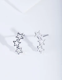 Silver Starline Cut Out Stud Earrings