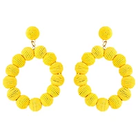 Yellow Cord Wrap Hoop Earrings