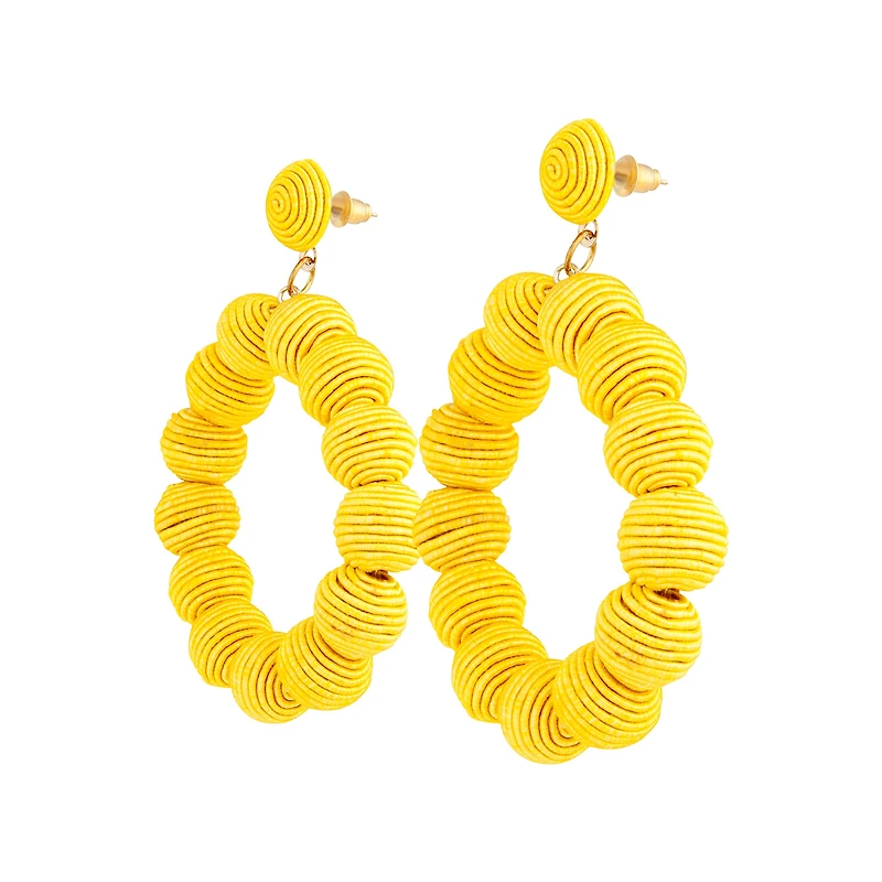 Yellow Cord Wrap Hoop Earrings