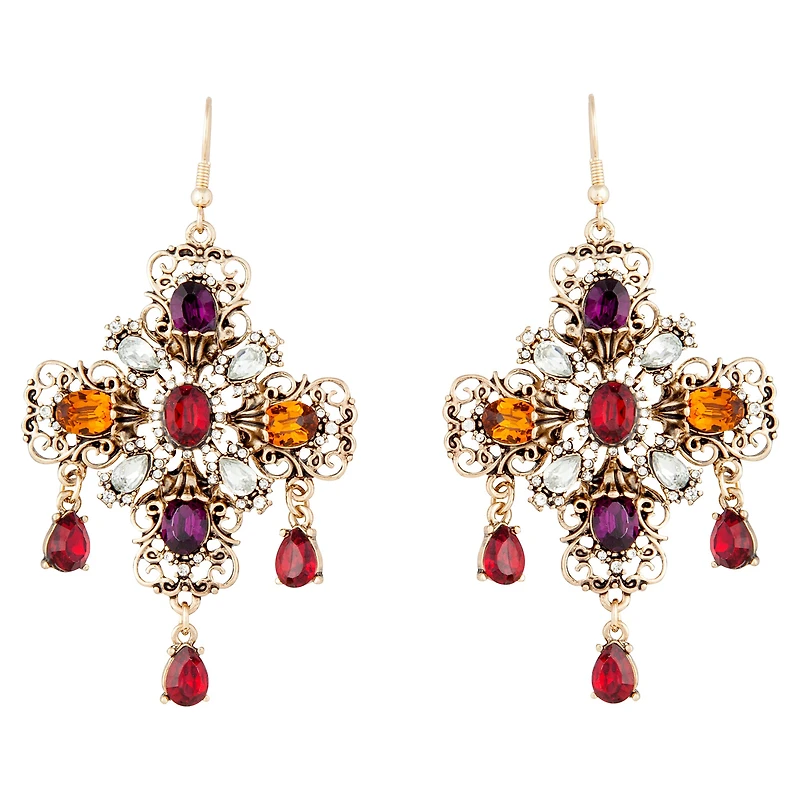 Jewelled Cross Earrings