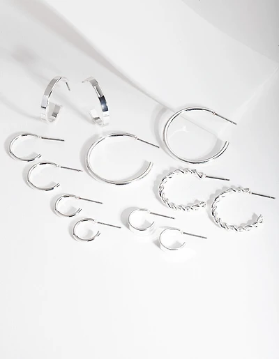 Silver Sleeper Hoop Earring 6-Pack