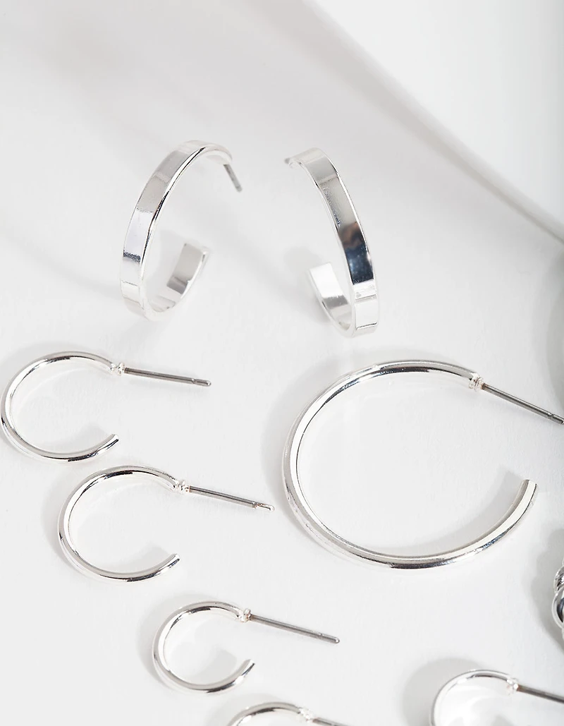 Silver Sleeper Hoop Earring 6-Pack