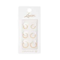 Gold Plated Sterling Silver Diamond Cut Mini Hoop Trio