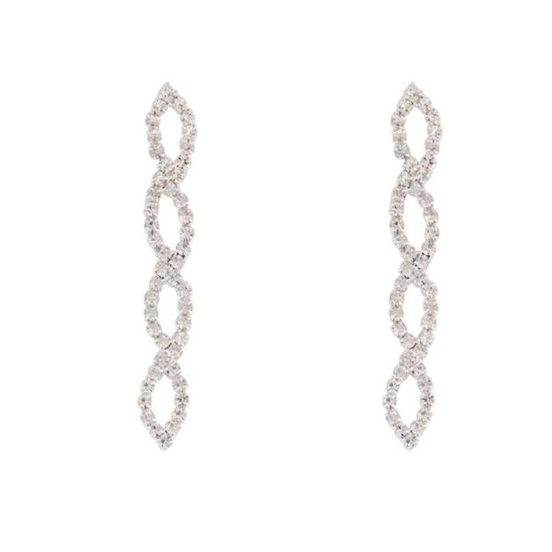Silver Diamante Leaf Earrings Necklace Set