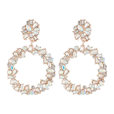 Boucles d’oreilles en cercle serties de pierre en or rose