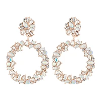 Boucles d’oreilles en cercle serties de pierre en or rose