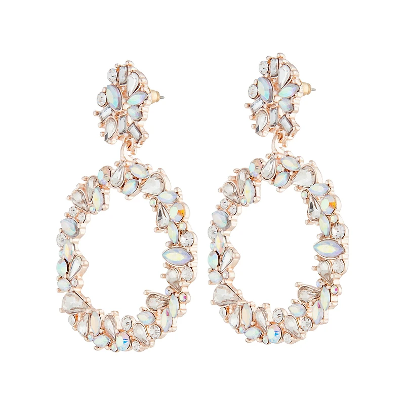 Boucles d’oreilles en cercle serties de pierre en or rose