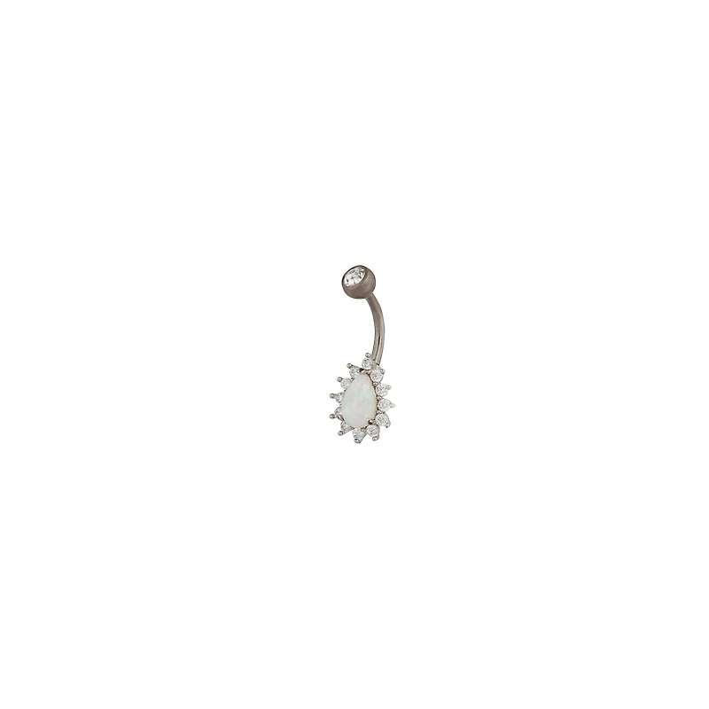Titanium Opalised Iridescent Belly Bar
