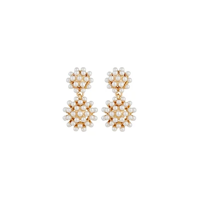 Gold Pearl Multi Ball Earrings