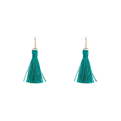 Rose Gold Green Mini Tassel Earrings