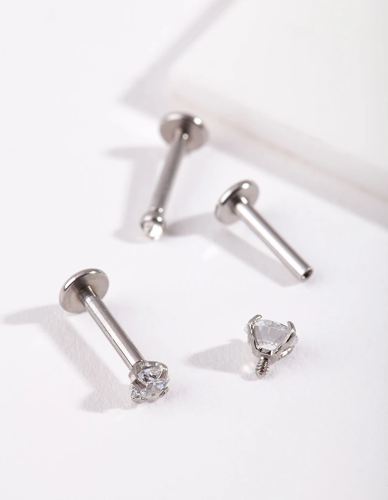 Surgical Steel Graduated Cubic Zirconia Flat Back Pack