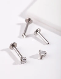 Surgical Steel Graduated Cubic Zirconia Flat Back Pack