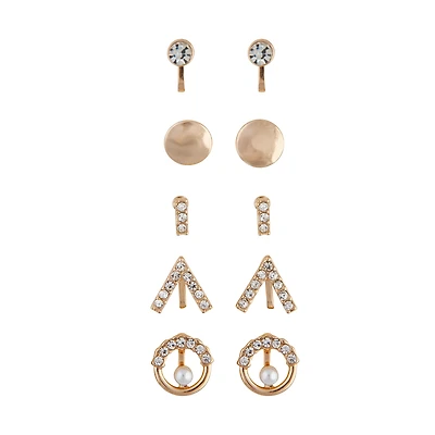Gold Geo Diamante Clip-On Earring 5-Pack