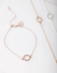Mixed Metal Diamante Circle Bracelet Pack